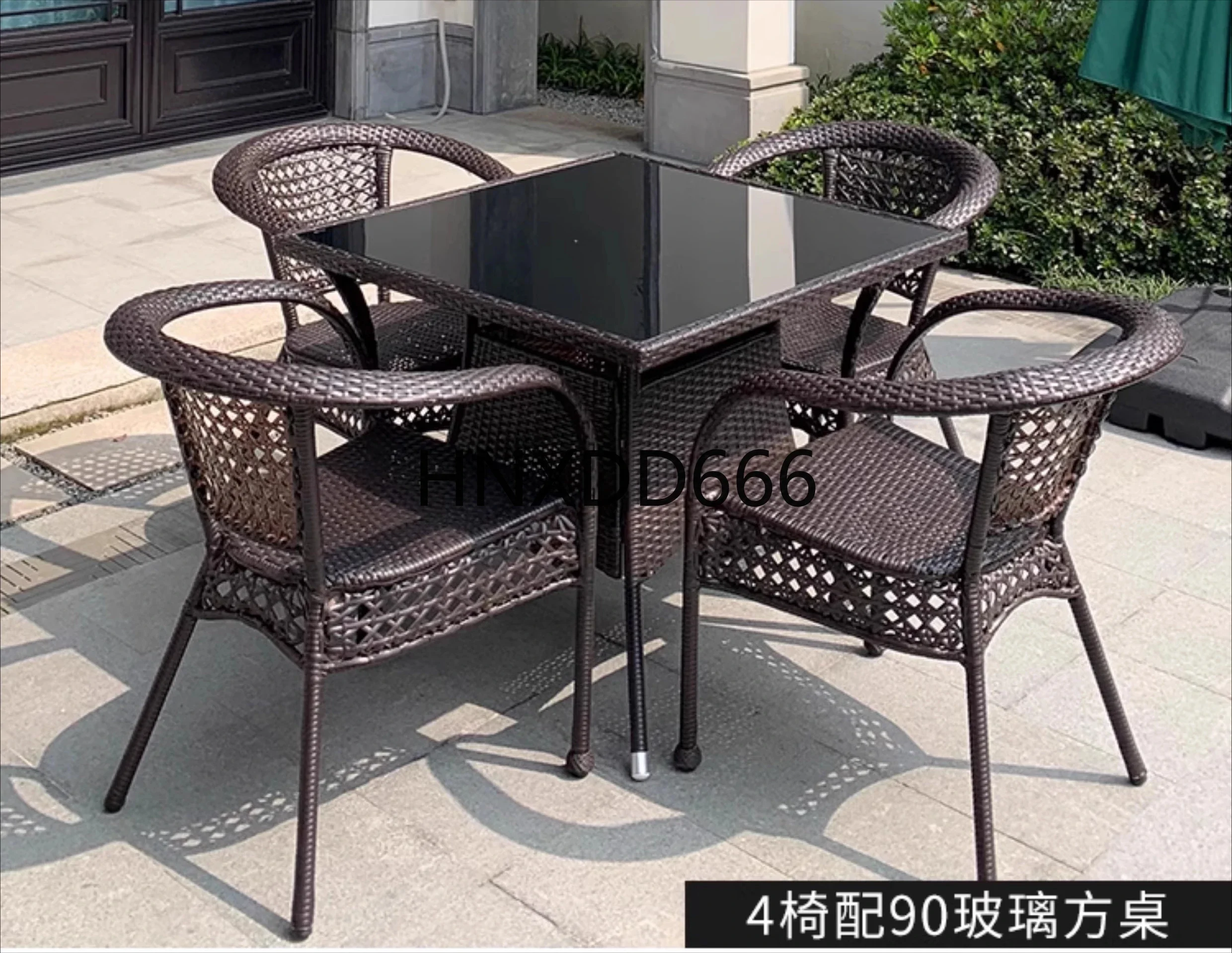Outdoor tables and chairs with umbrella three-five-piece balcony leisure open-air rattan chair