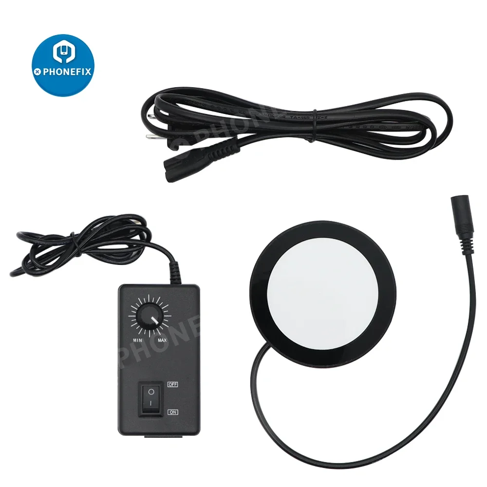 Imagem -02 - Brilho Ajustável Microscópio Anel Led Inferior Fonte de Luz Backlight Iluminador para Microscópio Trinocular Eliminar Sombra