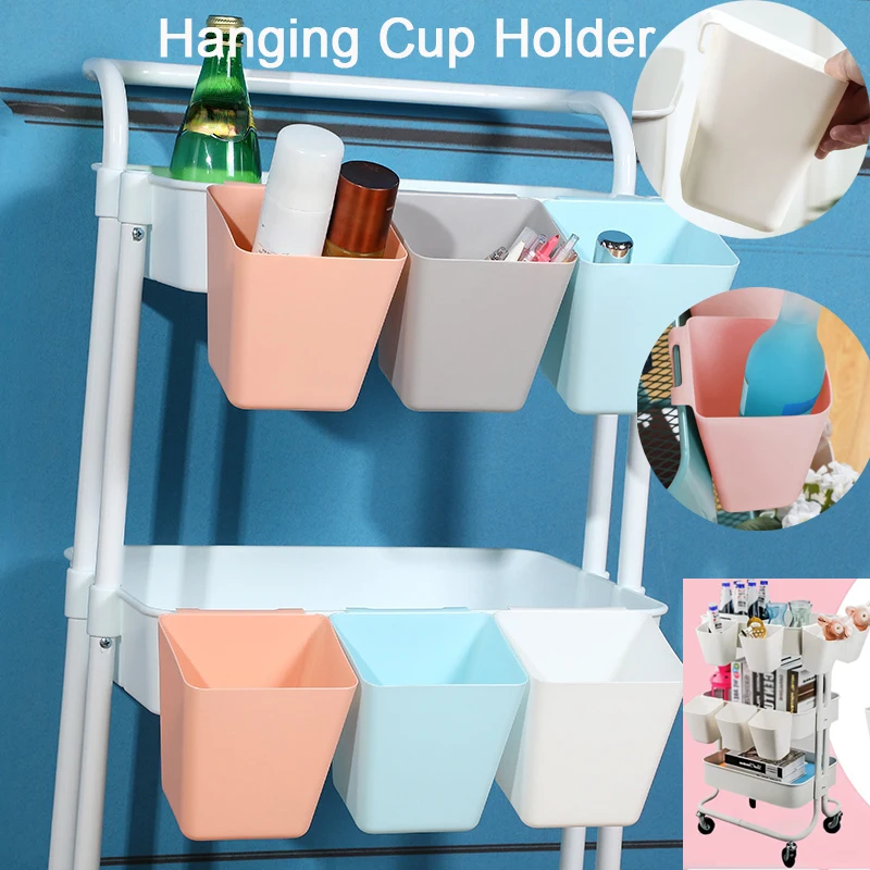 Hanging Cup Holder Wall Organizer Containers Space Saver Storage Bucket Desktop Cleaning or Make Up Pencil Holder for Home Decor