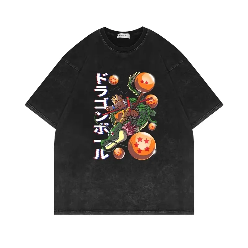 

Dragon Ball Super Goku Black Human Zero Plan Acid Wash Oversized Cotton T Shirt 2026 Summer Streetwear Graphic Tee for Men Women