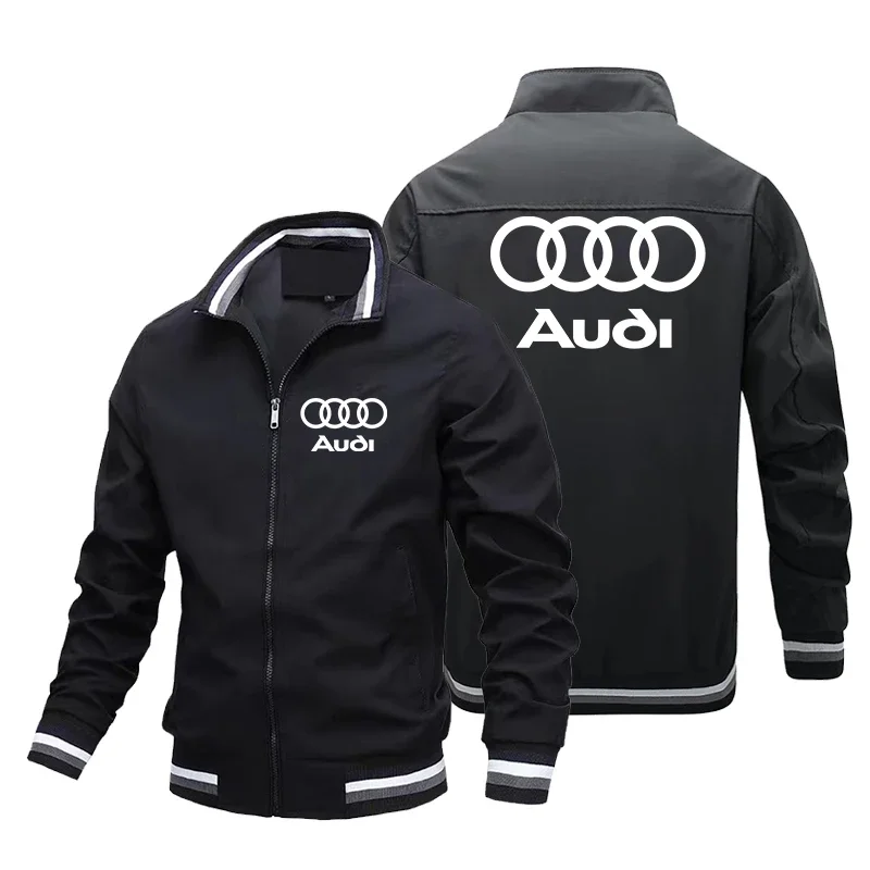 

2024 New Trendy Motorcycle Jacket Men's Audi Car Logo Printed Jacket Custom Car Logo Racing Clothes Plus Size Men Audi Clothing