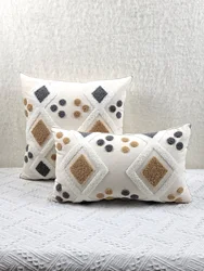 1pc, Traditional Geometric Throw Pillow Covers, Decorative Pillowcases, Woven Towel Embroidery Design for Various Room Types