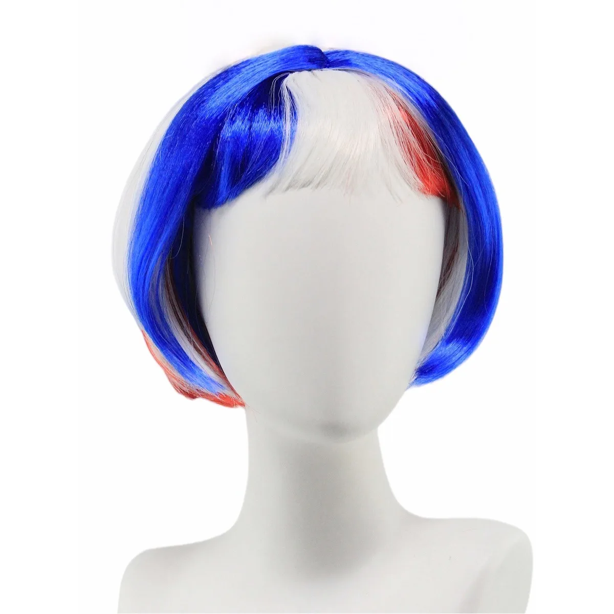 Anxin Brand Synthetic Fiber Wigs: Multi-Color Flag-Themed Short Wigs, Synthetic Bob Haircuts, Suitable for Fans Attending Events / Festival Celebrations / Party Costumes