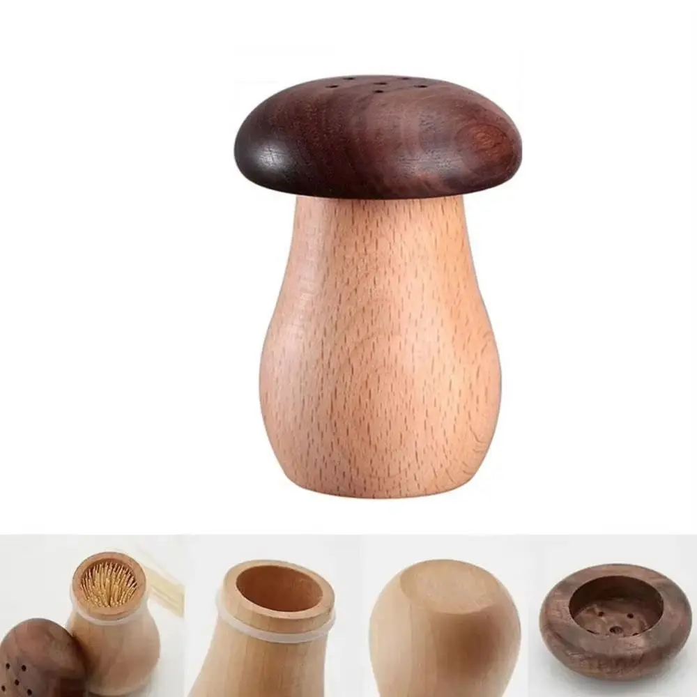 

Exquisite Mushroom Toothpick Dispenser Creative Dust-proof Toothpick Container Cute Portable Wooden Toothpick Box