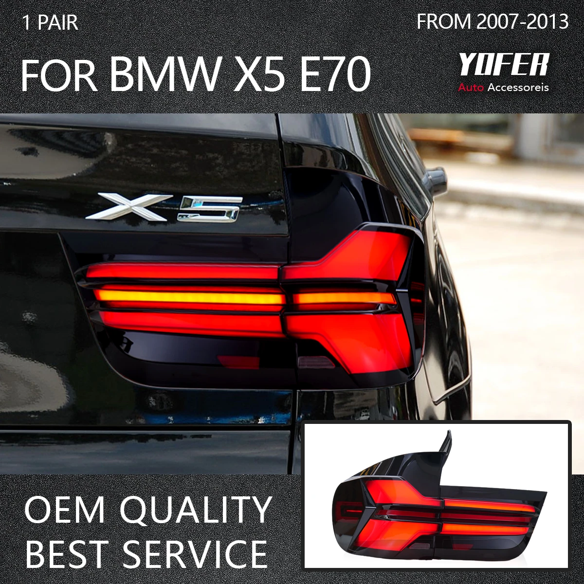 

YOFER Car Headlights For BMW X5 E70 2007-2013 LED Car Lamps Daytime Running Lights Dynamic Turn Signals Car Accessories