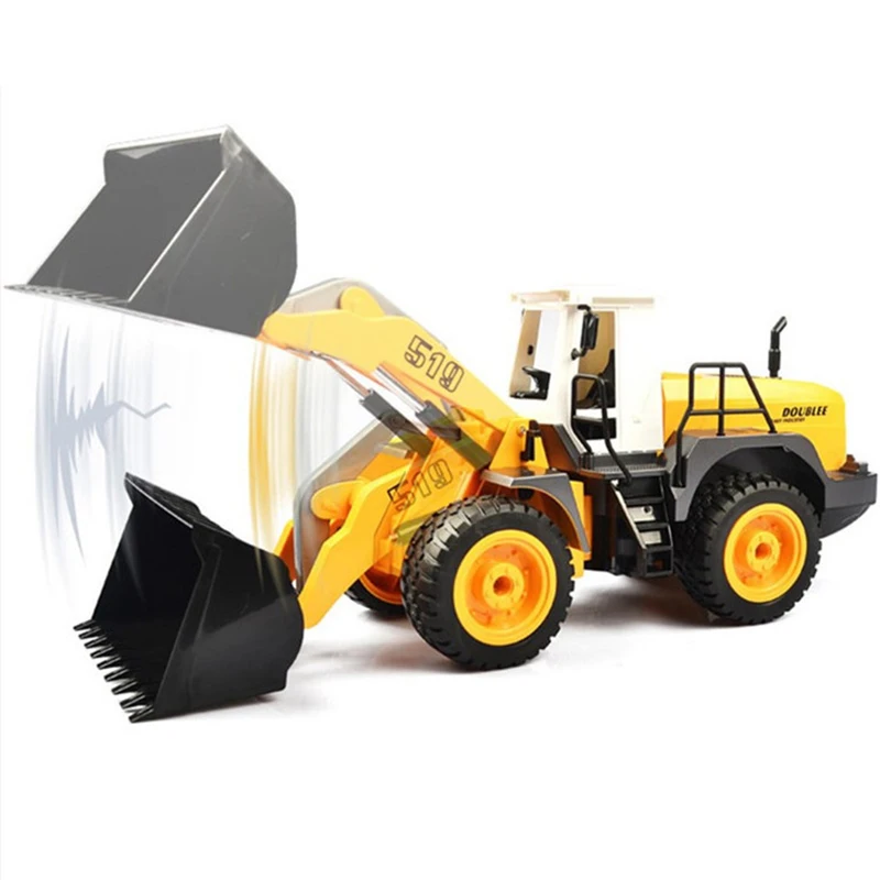 Doble E R/C Bulldozer cargador 1:20 cubo Control remoto coche ingeniería vehículo E519 camión modelo Bullodzer remolque juguetes regalo