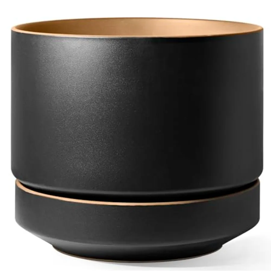 

Большой керамический цветочный горшок 14 дюймов с поддоном, для улицы и дома, с дренажным отверстием, сетчатой вставкой и заглушкой, матовая глазурованная поверхность