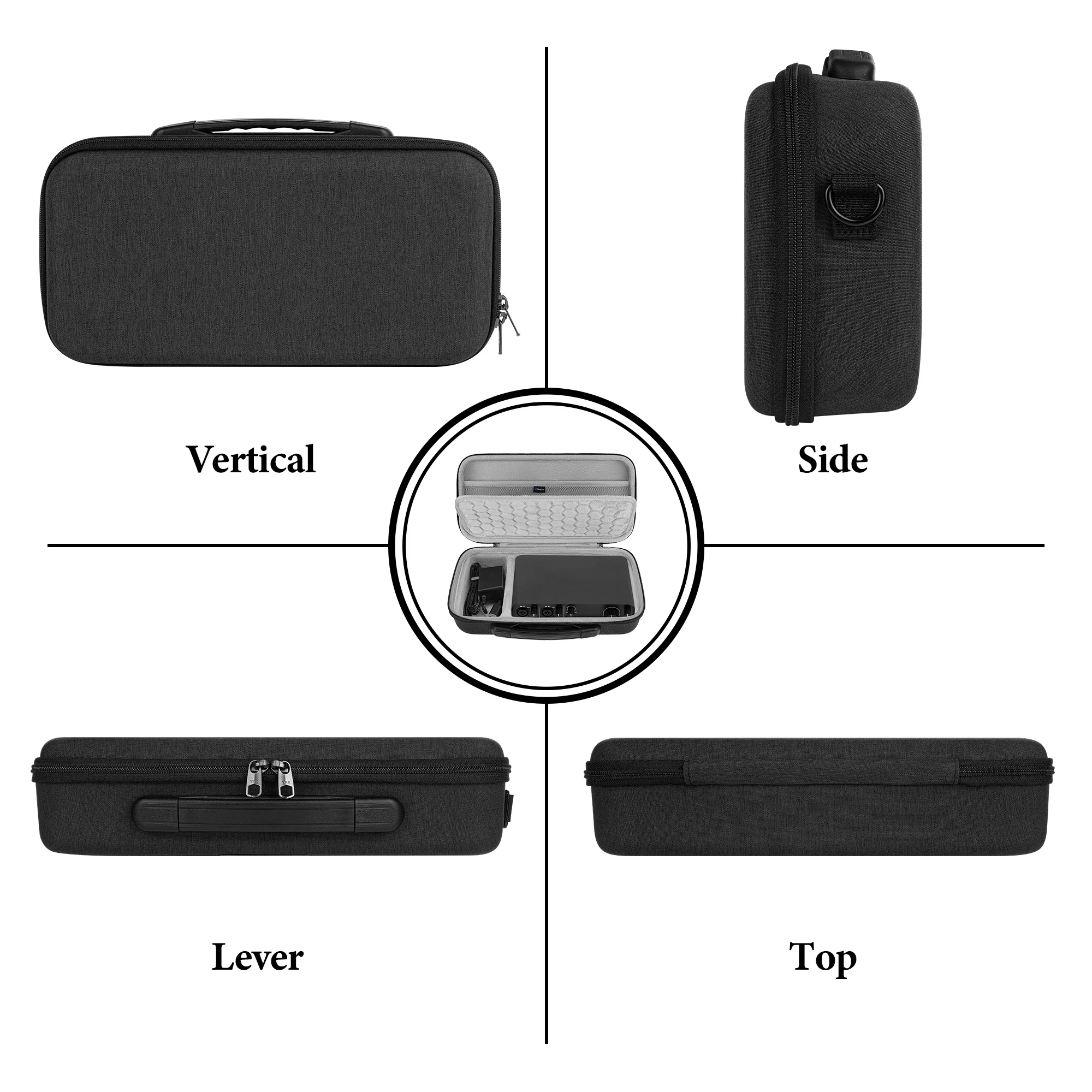 حقيبة حمل بواجهة الصوت Geekria، حقيبة سفر ذات غلاف صلب متوافقة مع MOTU M2 / M4، M-Audio M-Track Duo/M-Track Duo HD