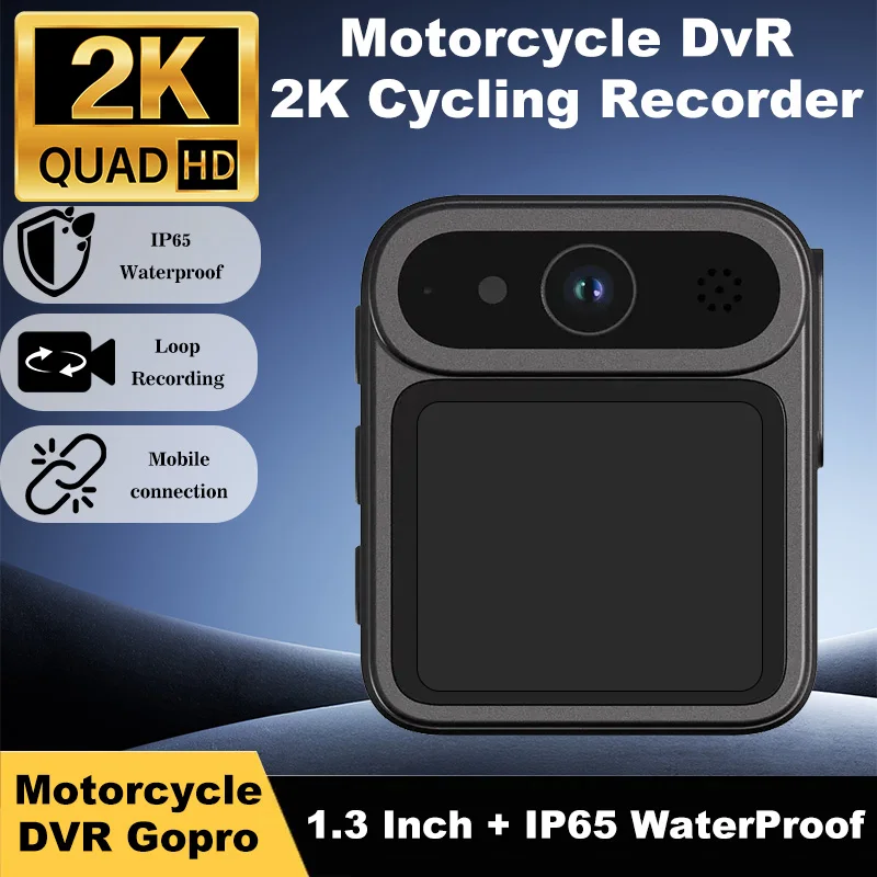 

2K Мотоциклетная экшн-камера DVR 120 ° Объектив с Wi-Fi, стабилизацией изображения, водонепроницаемостью IP65, циклической записью для велоспорта, спорта и обеспечения безопасности