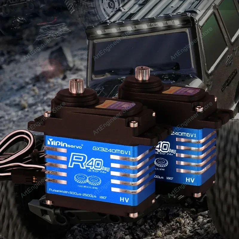Servo étanche à couple élevé de 40 kg, engrenages hélicoïdaux en acier, protection IP68 pour camions et robots de compétition 1/8 1/10 RC
