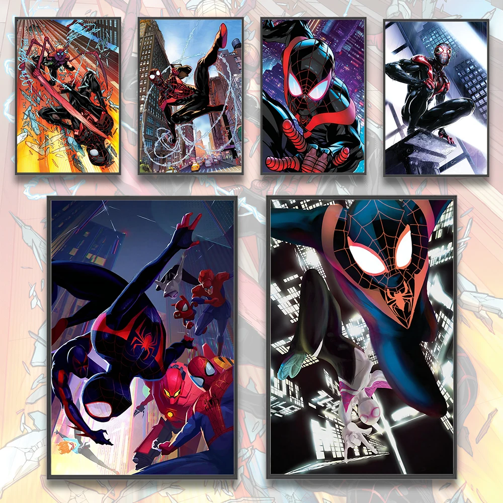 M-Marvel Anime Self-adhesive Poster Movie Figures Home Decoration Painting Wall Art Bedroom S-Spider-Man Wallpaper Decor Gift