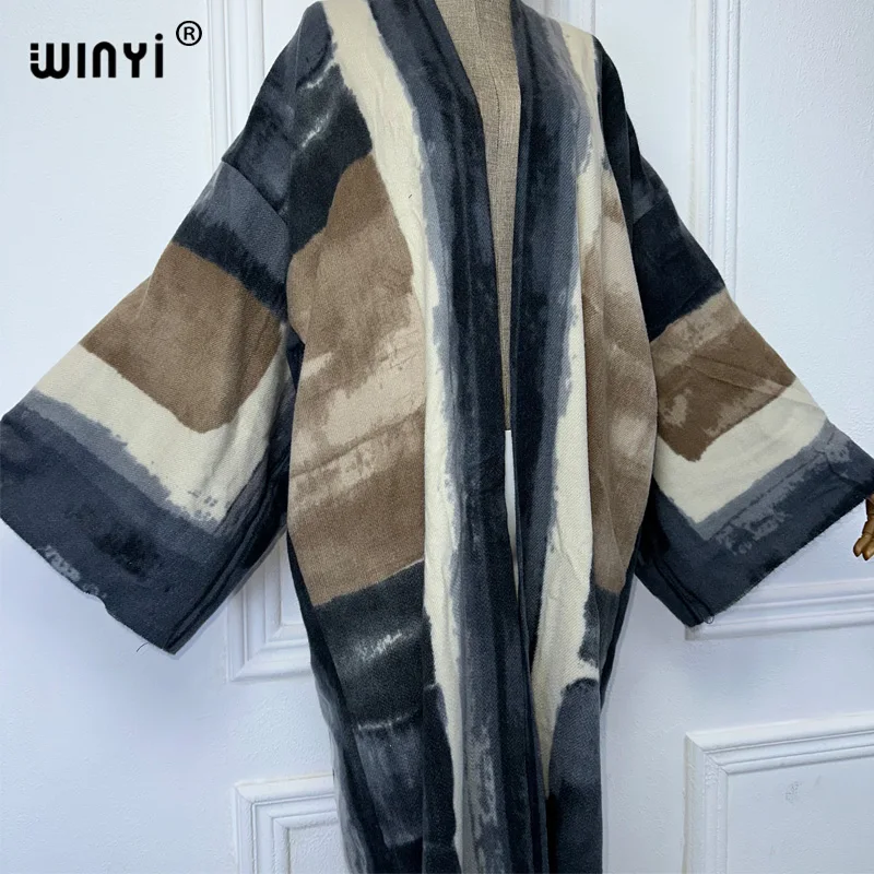 WINYI winter coat turkey dresses for women luxury elegant 2024 Long Sleeve loose Fashion muslim women dresses long down Cardigan