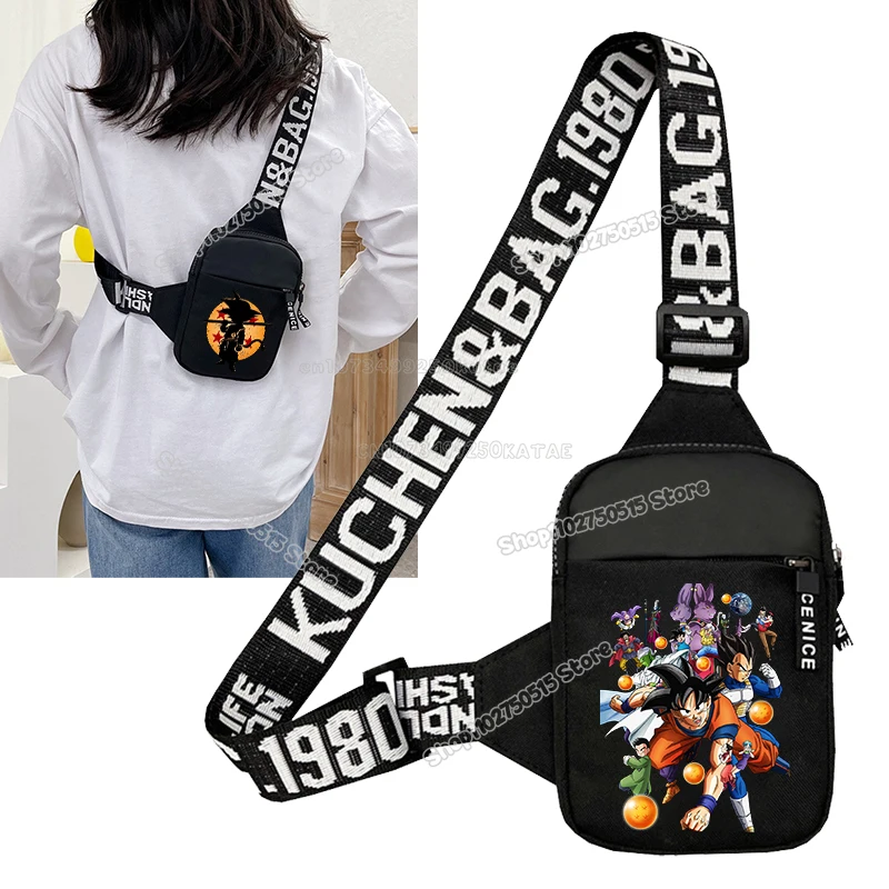 

Спортивные нагрудные сумки в стиле аниме Dragon Ball, детские дорожные сумки через плечо для телефона с изображением Сон Гоку, многофункциональные сумки для фитнеса, мужские поясные сумки