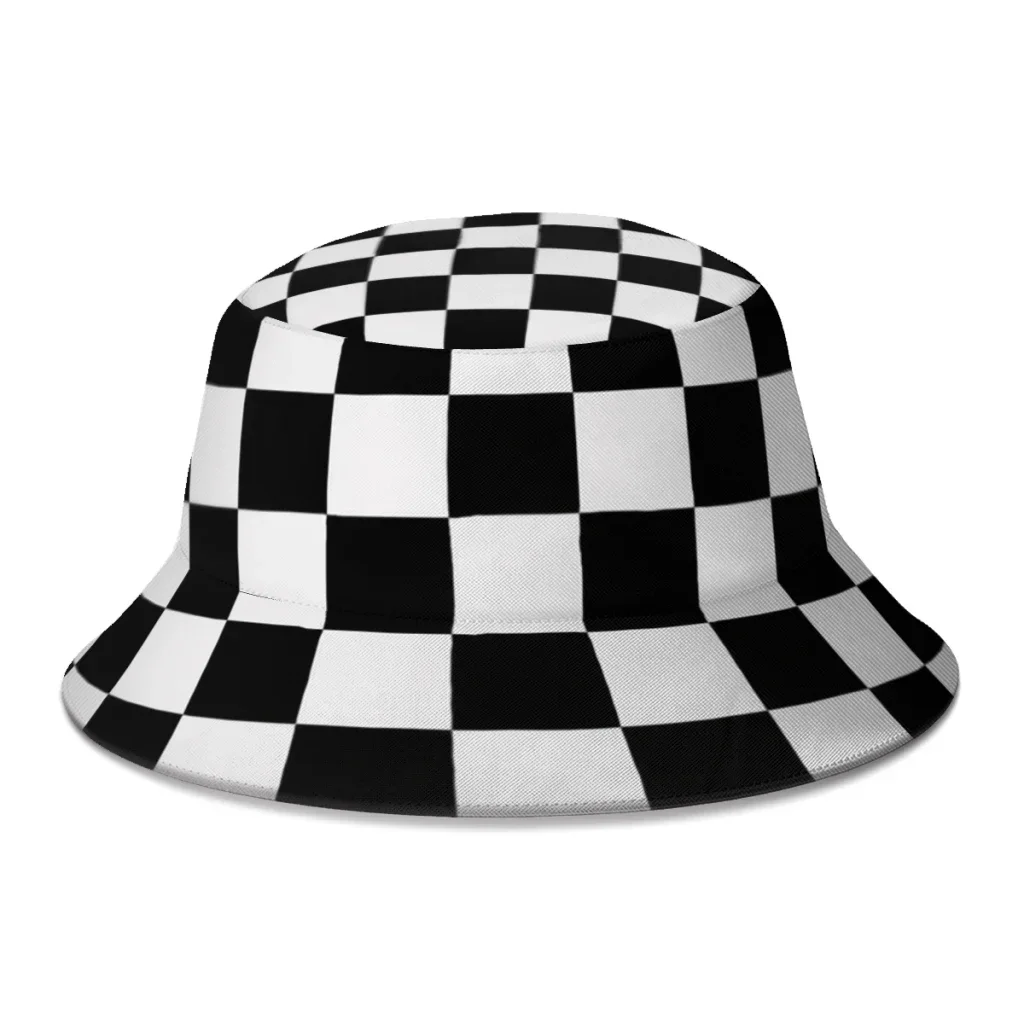 Chess Board Rock Hip Hop Bucket Hat For Women Men Students Foldable Bob Fisherman Hats Panama Cap  Streetwear