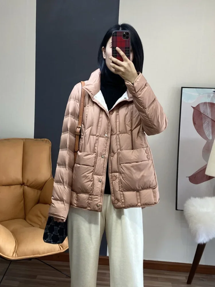 Women\'s Winter Coats Light Thin Duck Down Jacket Short Warm Quilted Hooded Jacket Loose Leisure Parka Coat New in Outerwears