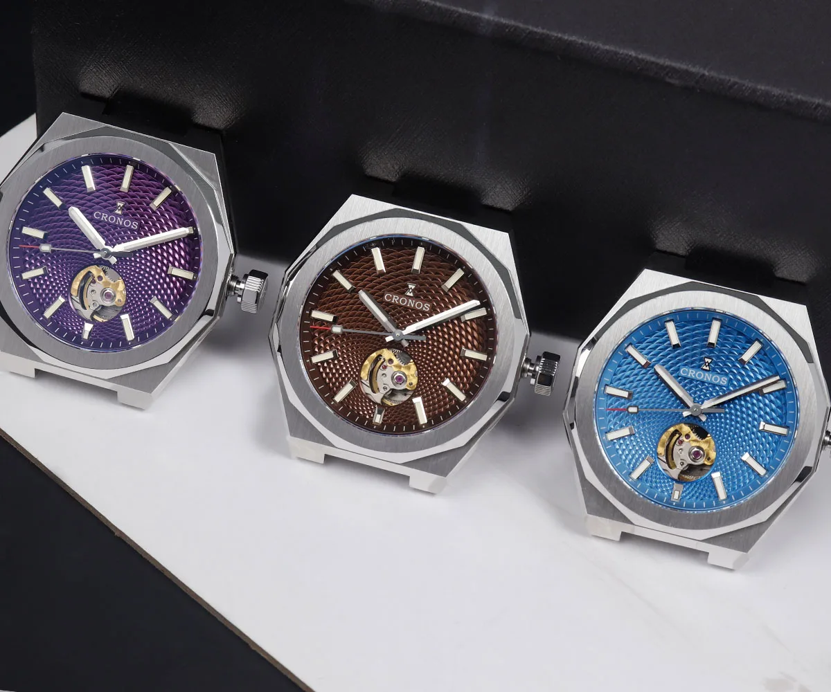 Cronos 2026 Luxury Men Watches 39mm Skeleton Dial Automatic Miyota 9015 90s5 Wristwatches Sapphire 10ATM See-through Back L6038M