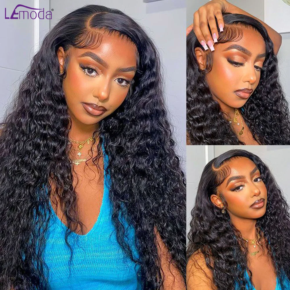 Water Wave Bundles With Closure 13x6 HD Transparent Lace Frontal Closure With Bundles Deep Wave Curly Remy Hair Weave Extensions