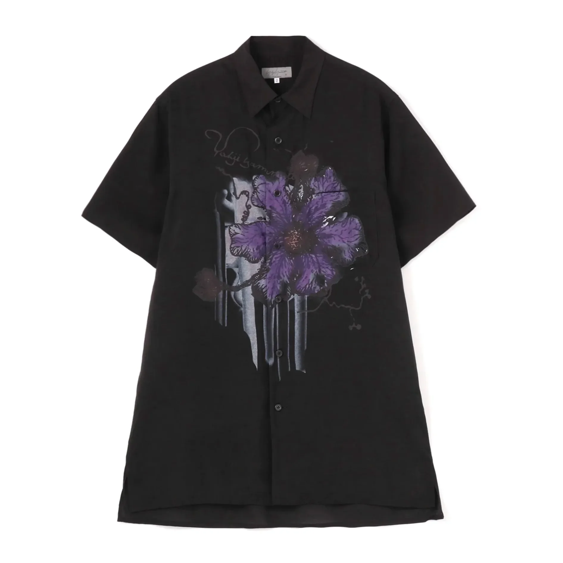 

ХЛОПКОВАЯ РУБАШКА YOJI OOAK Фиолетовая рубашка с короткими рукавами и принтом из целлюлозы для мужчин