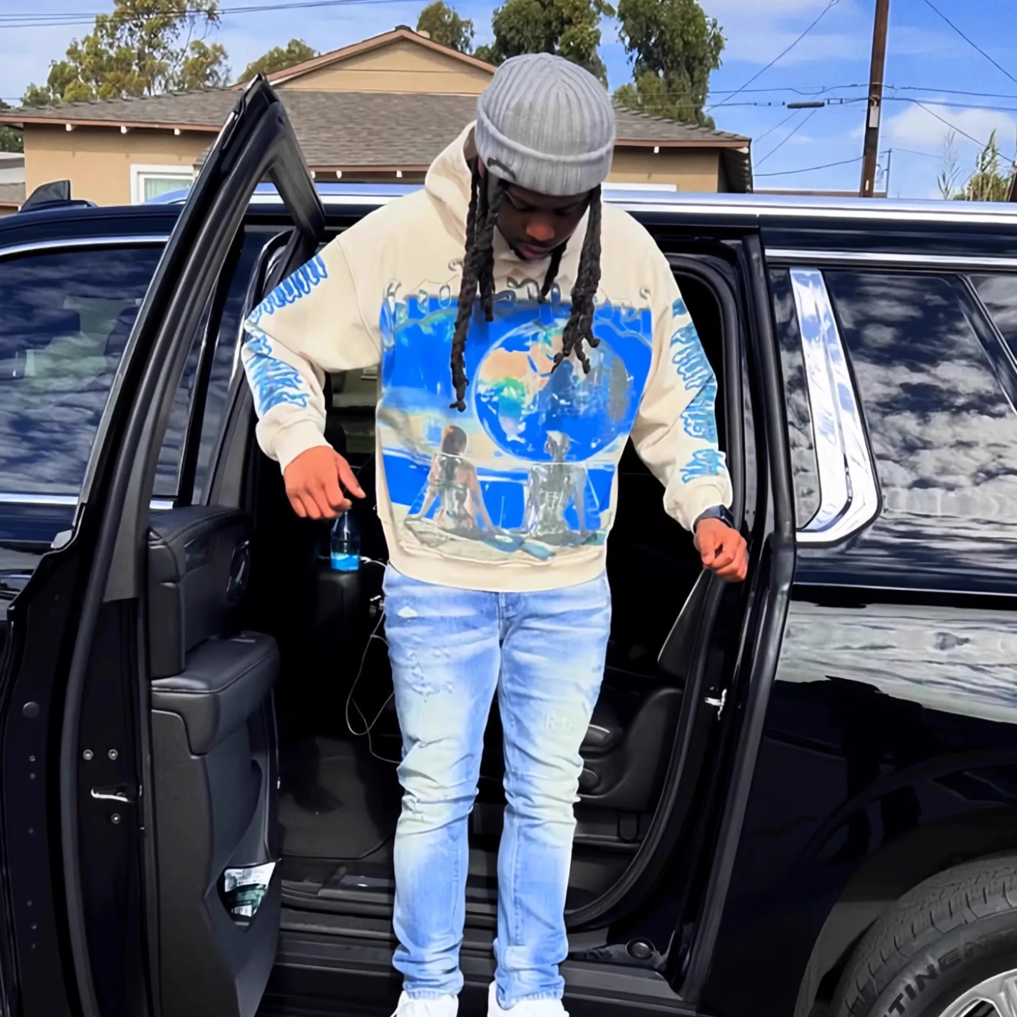 

Godspeed Vintage Waed Street Ro Hoodie Sweatirt Print Casual Loose Fit Long Sve Men's Autumn Warm Comfortable Hoodie