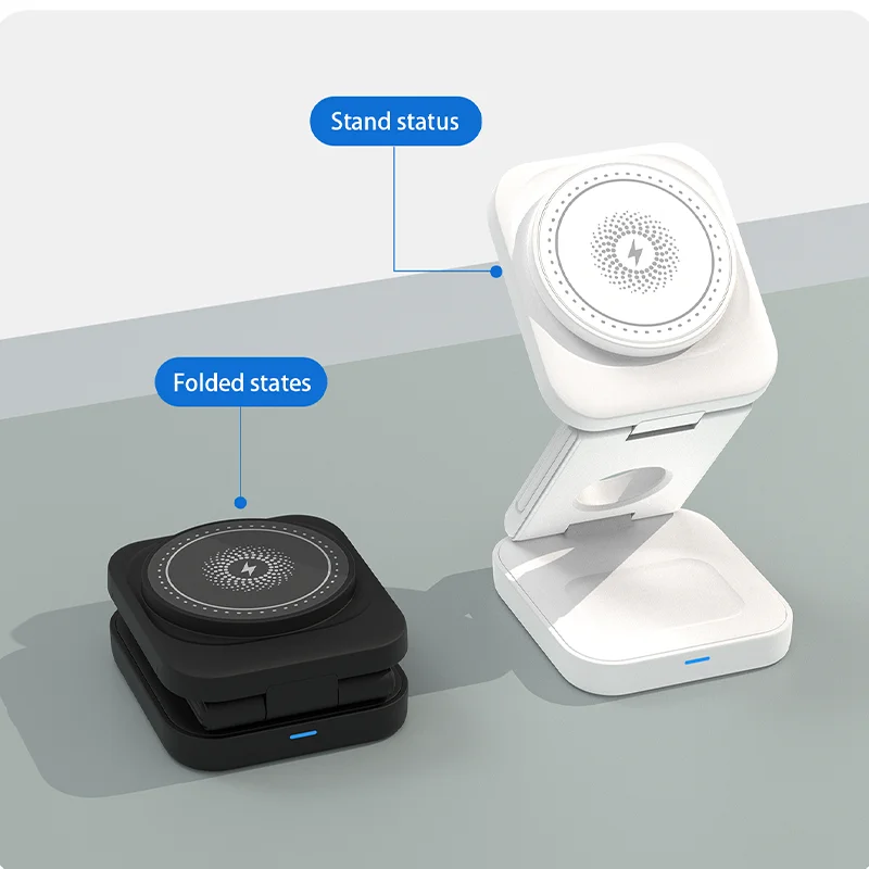 3 In 1 Magnetic Wireless Charger Pad Stand Foldable for iPhone 15 14 13 12 11 Apple Watch AirPods 15W Fast Charging Dock Station