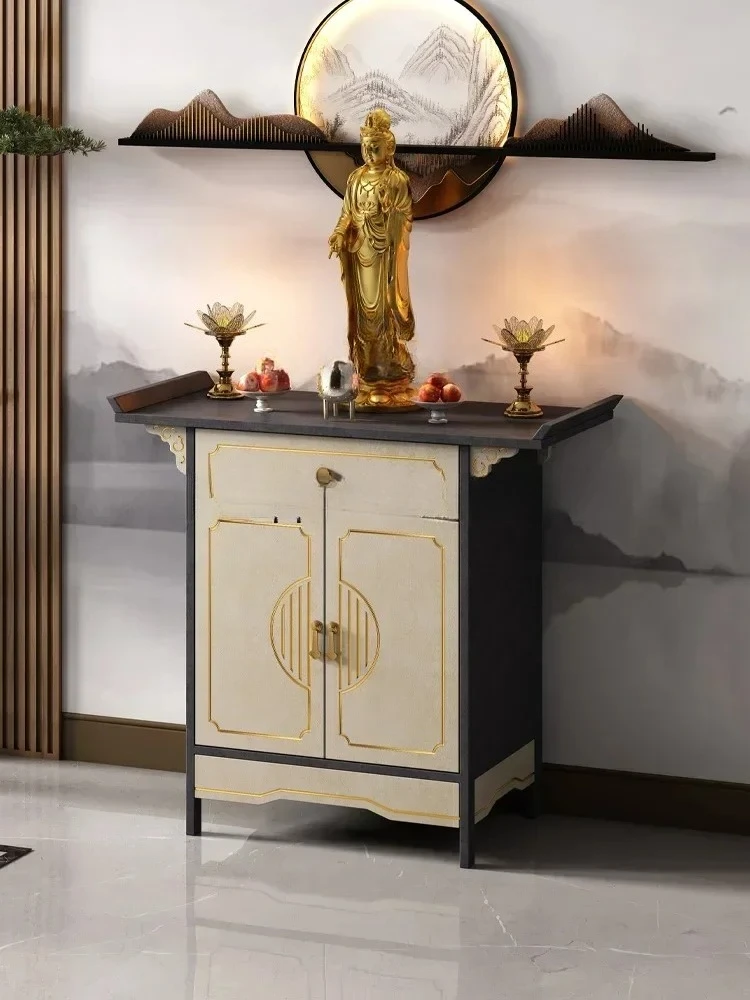 P6.24   Buddha Niche Altar Altar Incense Burner Table Household New Chinese Style Solid Wood New Buddha Table