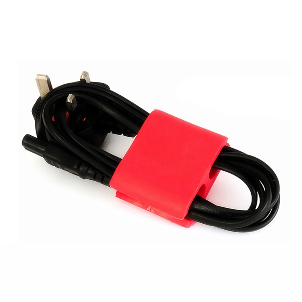 6 قطع من مشابك إدارة الكابلات لتنظيم سلك الطاقة من السيليكون لحامل سلك USB للمكتب - منظم كابلات بلون عشوائي #3