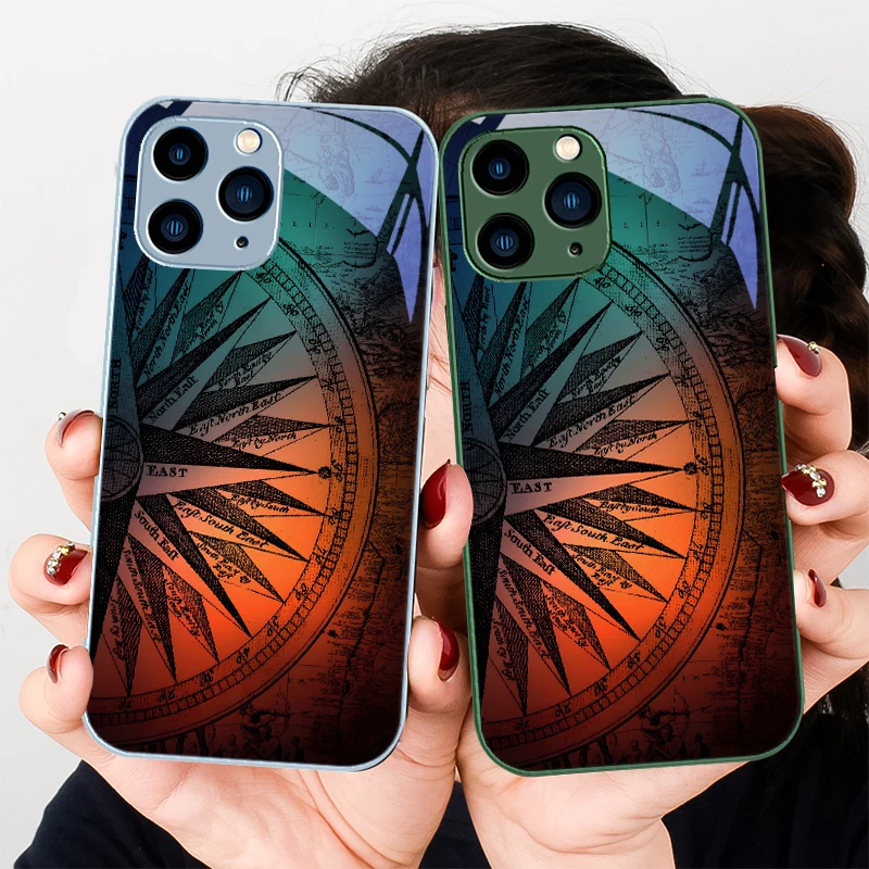 

World Orientation Blue purple For Iphone 16 Plus 15 14 13 12 Mini 11 Pro Max X XS XR 7 8 Plus 2022 Tempered Glass Phone Case