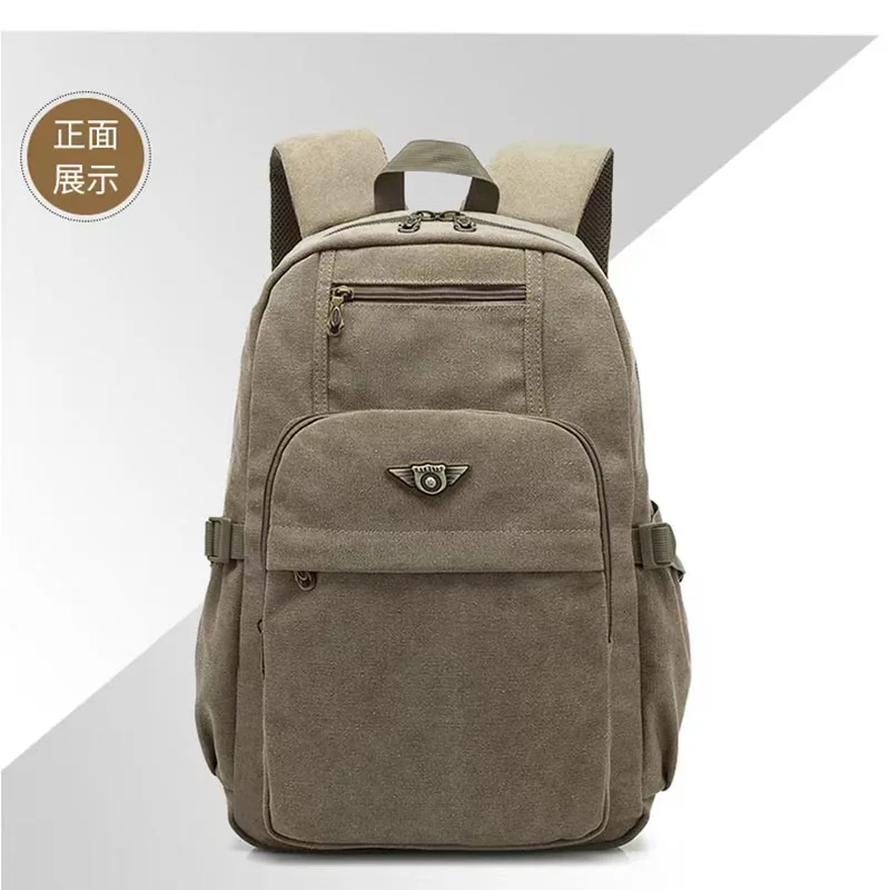 Men's Canvas Backpack Zipper Rucksacks Laptop Travel Shoulder Mochila Notebook Schoolbags Vintage College School Bags