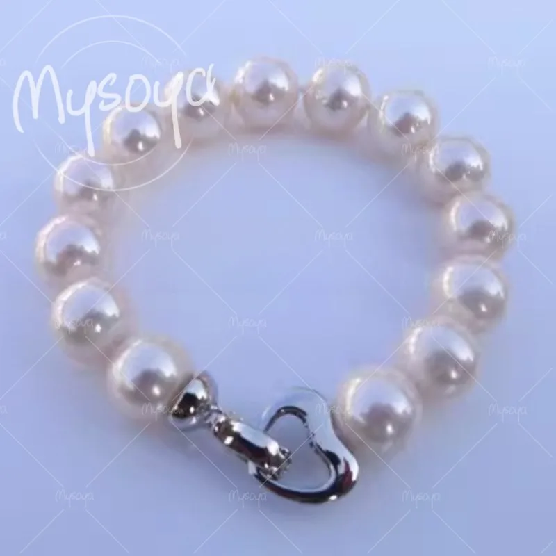 

MYSOYA 9-10mm White Freshwater Pearl Bracelet, with Gift Box, for Her/ Him, Birthday, Wedding, Anniversary, Mother's Day A0048
