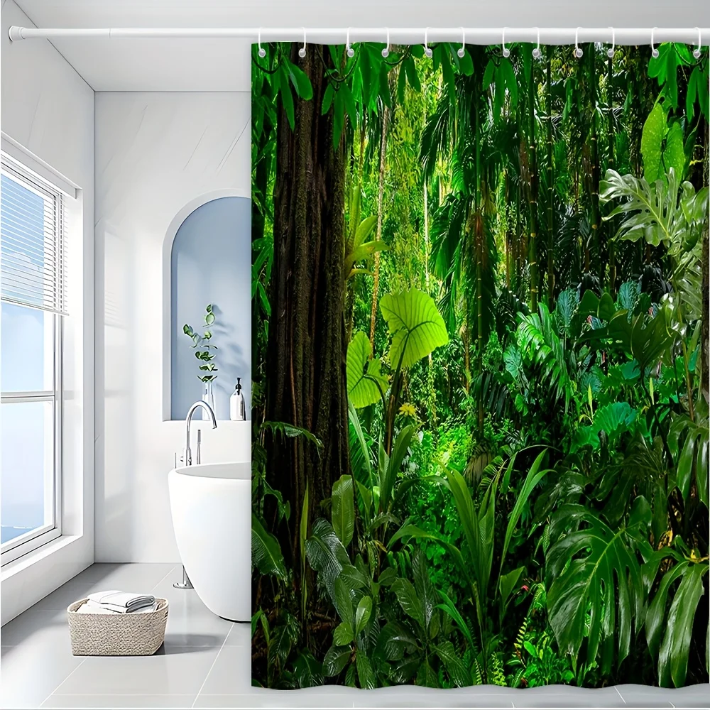 Shower Curtain Funny Shower Curtains for Bathroom Lush Tropical Jungle Bath Curtain - Vibrant Greenery & Exotic