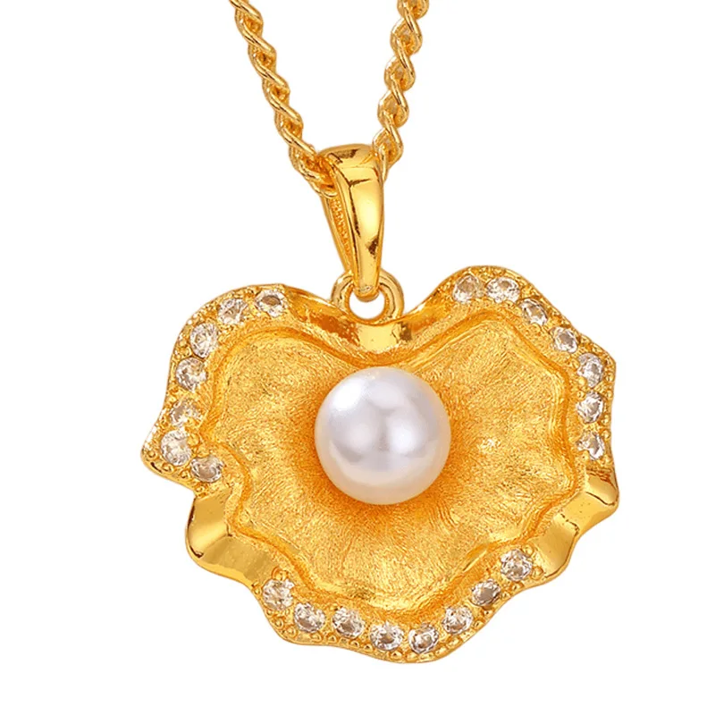 قلادة نسائية على شكل صدفة من اللؤلؤ مرصعة بالألماس وسلسلة الترقوة #5