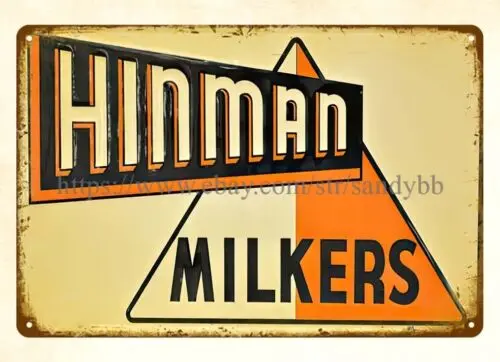 Hinman Milkers metal tin sign outdoor art prints online sign