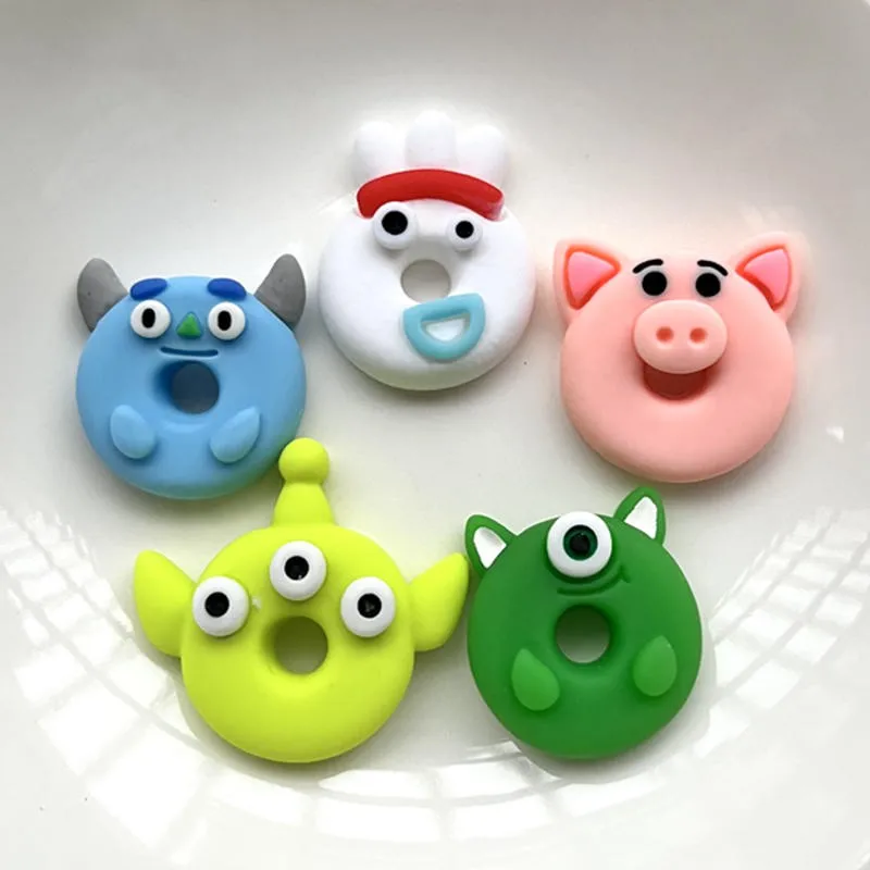 Resin kawaii funny doughnut food flat back stone cartoon festival statue 10PCS scrapbook DIY decorative handicraft pendant