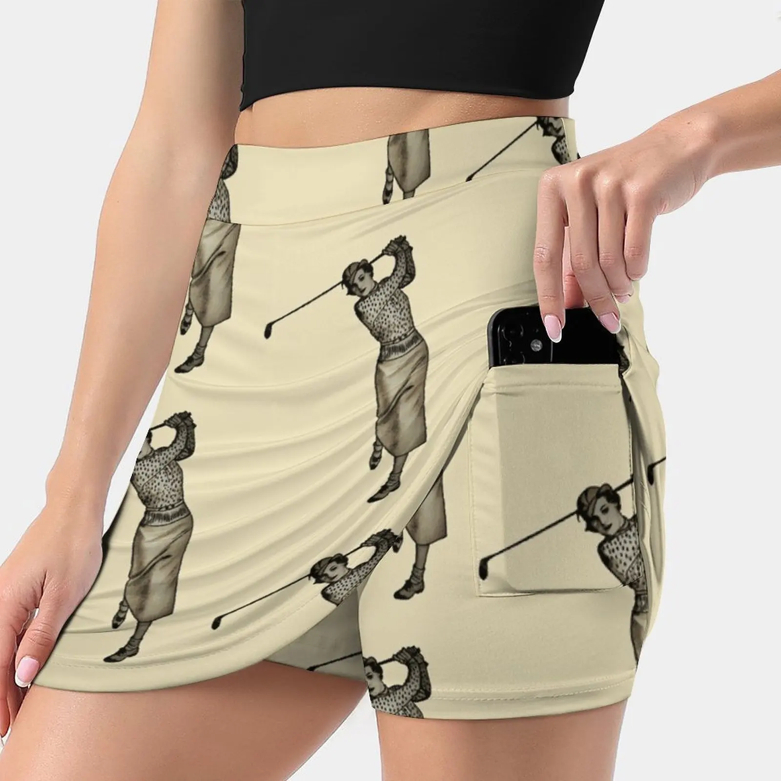 Vintage Woman Golfer Swinging The Golf Club Women's skirt Aesthetic skirts New Fashion Short Skirts Golf Golfer Golfing Sports