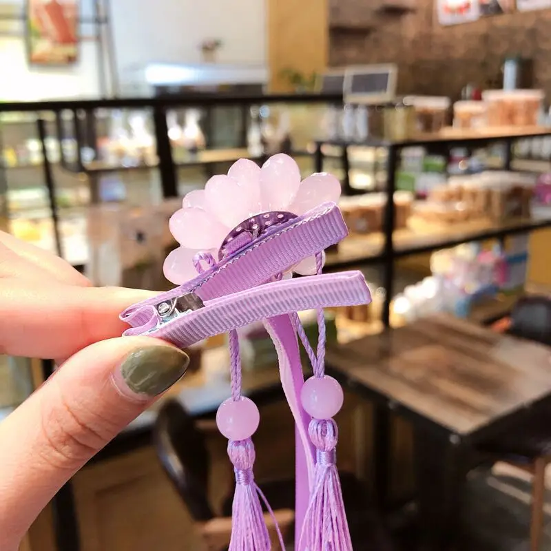 Cute Children's Purple Flower Hairpin Hanfu Performance Photography Hair Accessories Daily Use Fairy-like Hair Clip