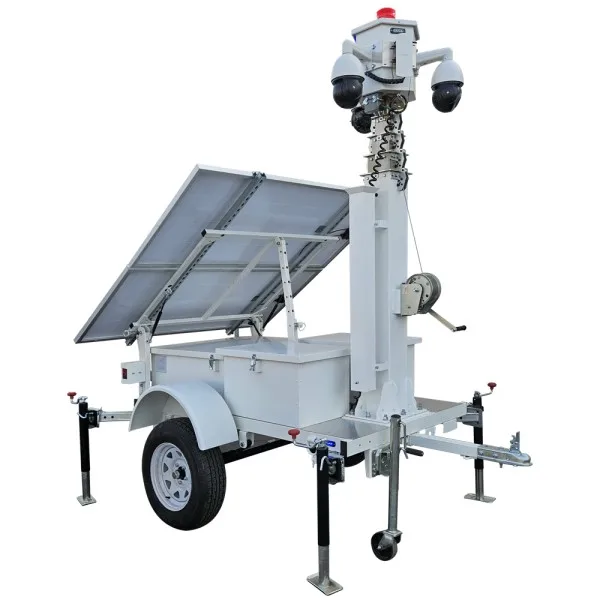 24/7 Mobile Solar Surveillance Trailer with 9m Telescopic Mast & Controller for Remote Security & Crowd Monitoring
