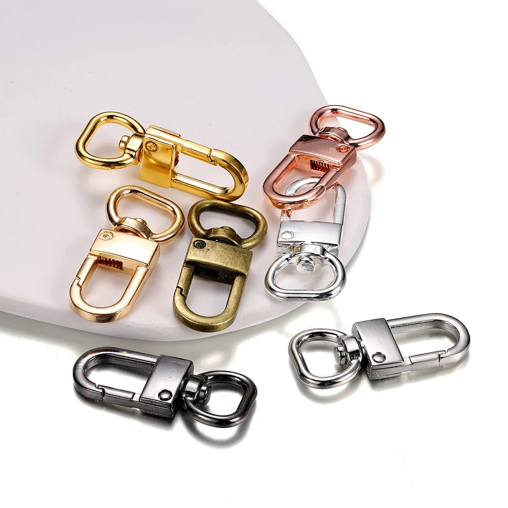 4Pcs Swivel Clasps D Rings Alloy Metal Lanyard Snap Hooks Clip Hook for Keychain Bag Key Rings Jewelry Making Crafting Supplies