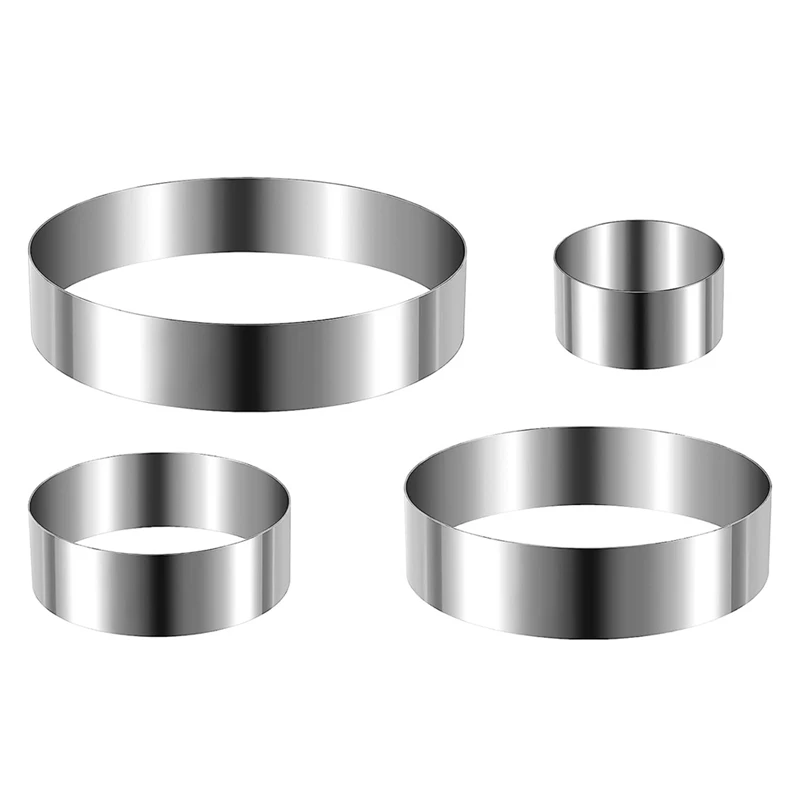 Round Cake Ring Set 4/6/8/10 Inch Biscuit Cutter Circle Cookie Cutters Cake Mold Stainless Steel Pastry Ring For Baking