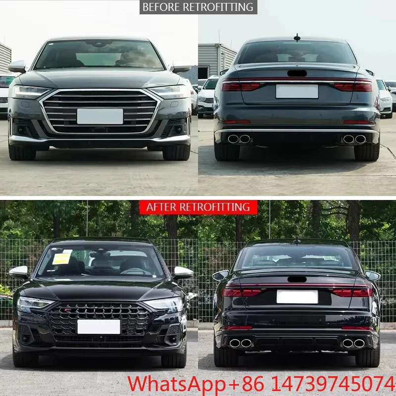2021 S8 Facelift Body Kit Upgrade To 2024 Style Front Rear Bumper Exterior Mod PartsOld To New Facelift Body Kit