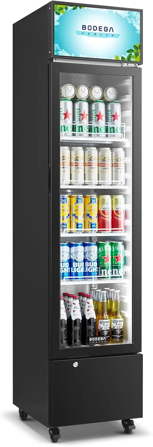 Refrigerador comercial de bebidas, 7,71 Cu. Ft Geladeira com porta única para cerveja e refrigerante