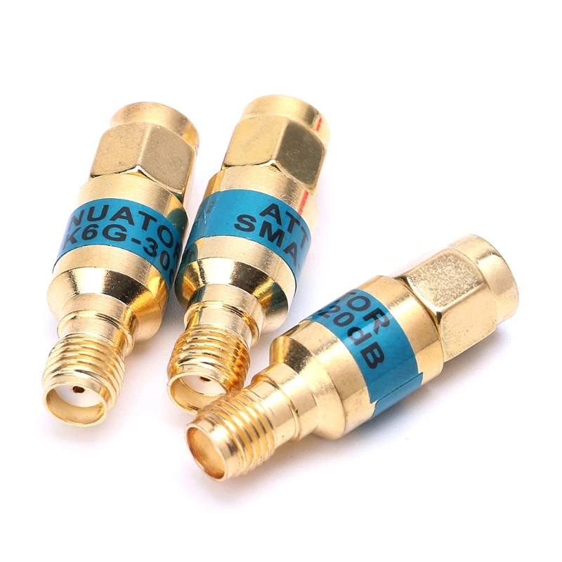 573A Golden Attenuator SMA-JK ชายหญิง RF Coaxial Attenuator 2W 0-6GHz 30db