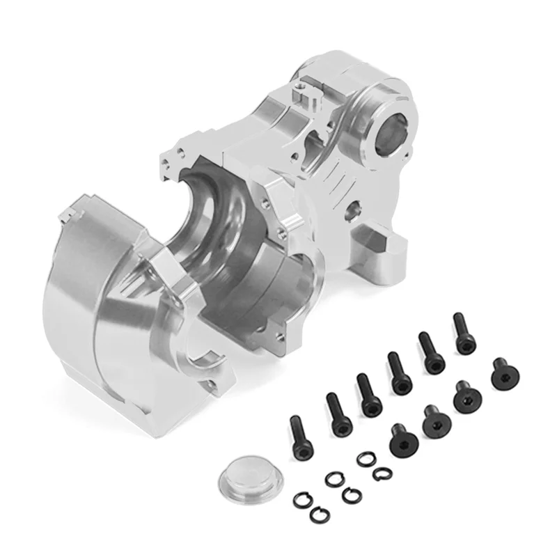 Conjunto de caixa de engrenagens diferencial de fissão de três seções de metal CNC adequado para peças de brinquedos 1/5 HPI ROFUN BAHA ROVAN KM BAJA 5B 5T 5SC, prata