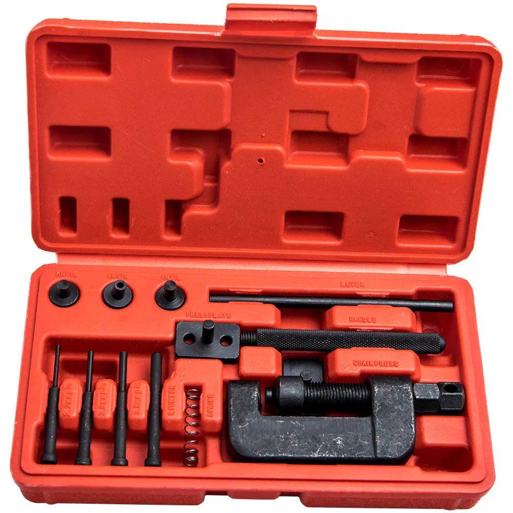 13pc Motorbike Bike Chain Breaker Splitter Link Riveter Riveting Cutter Tool Kit