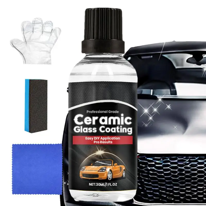 Ceramic Coating Agent Water & Rainproof Coating Kit Car Glass Rainproof Anti-fog Agent with Sponge Cloth Gloves Car Remover