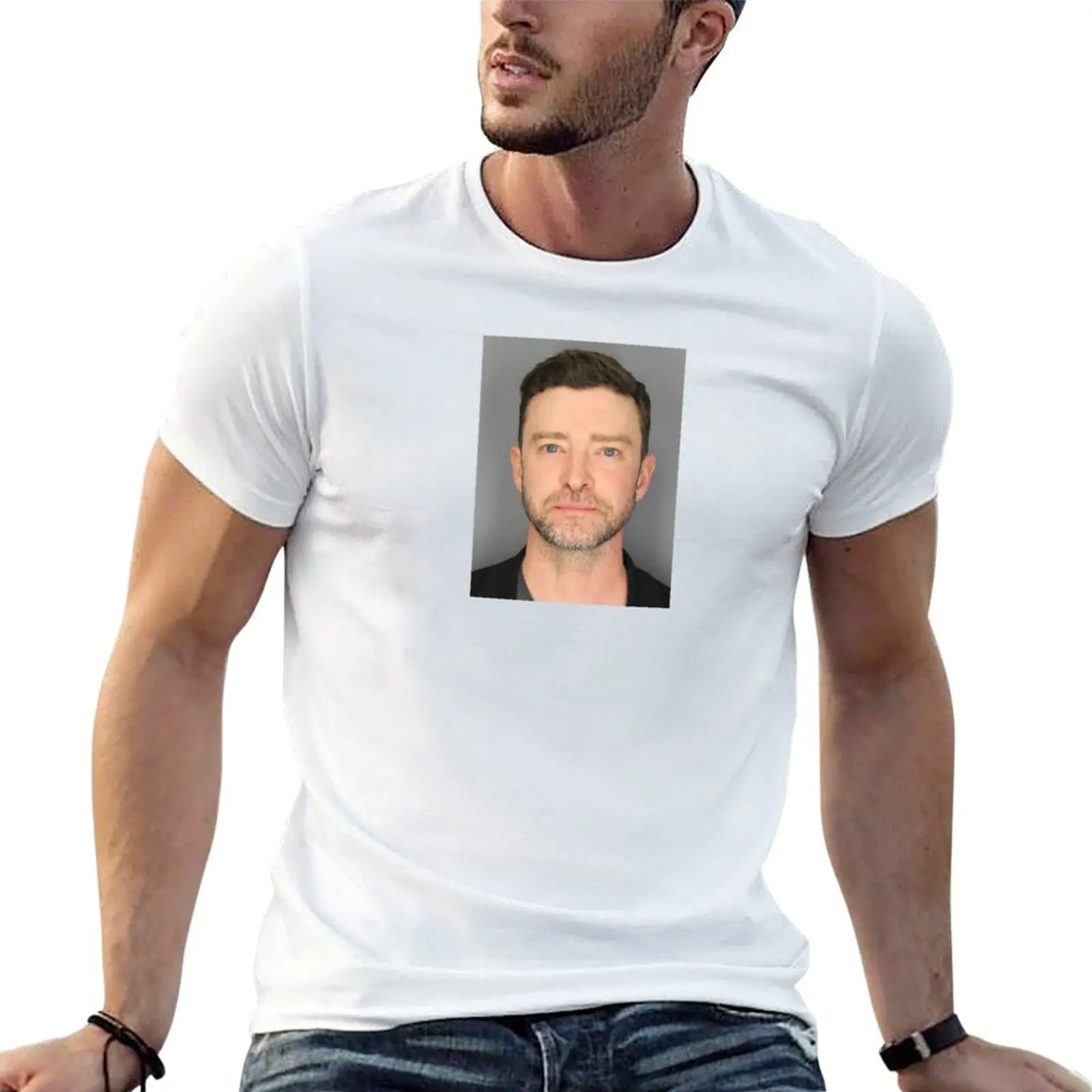 Justin Timberlake Mugshot T-Shirt Tough Fabric Work Tee