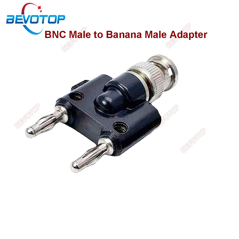 BEVOTOP 1pcs Q9 BNC Male To Dual 4mm Banana Male Coaxial Connector BNC Tee Type 3Way Splitter RF Adapter High Quality