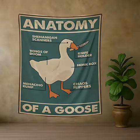 Funny Goose, Meme Art, Goose Tapestry, Honk Gamer Room, Chaos Goose-