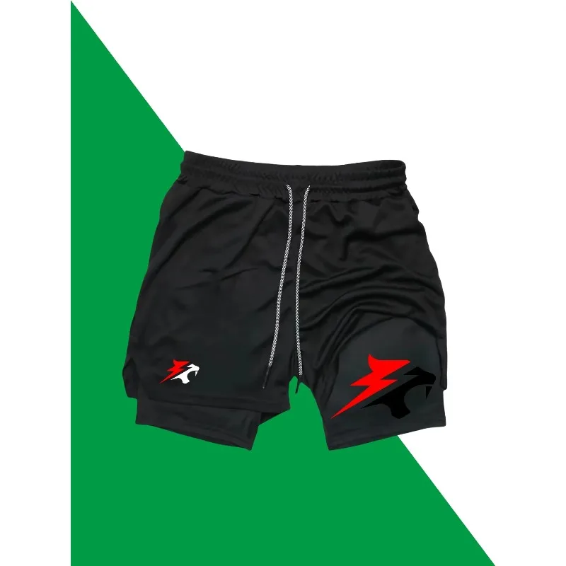 Harajuku 2-in-1 Quick-Dry Athletic Shorts for Men Breathable Stretchy Athletic Running Gym Training Waistband Machine Washable