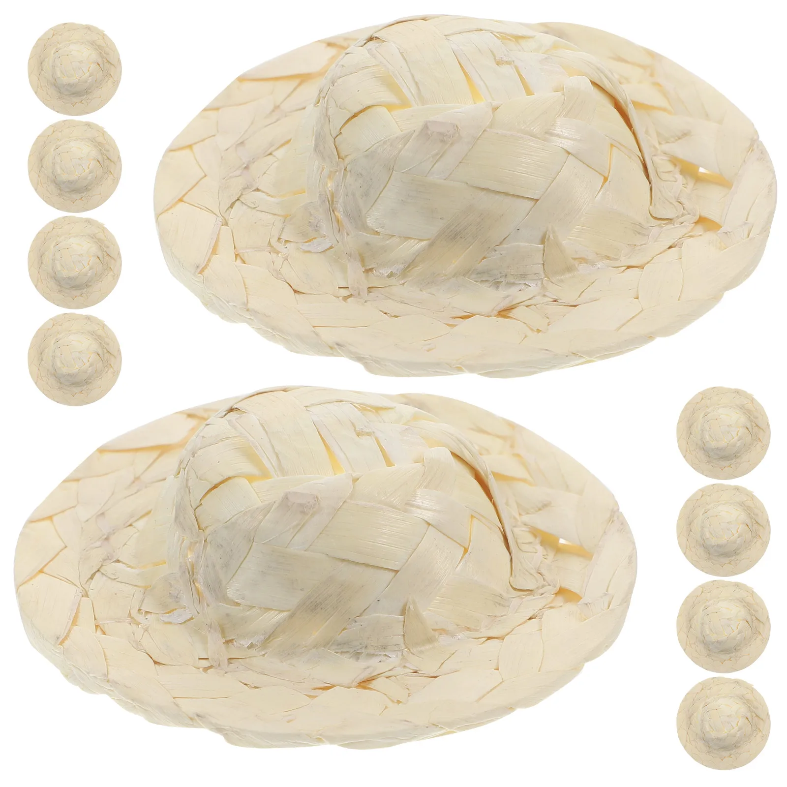 10 Pcs Mini Straw Hat Farmer Hats Decoration Craft Tiny Bagged Amish Dollhouse