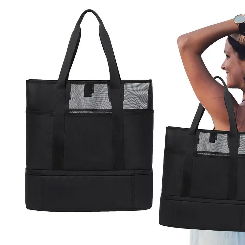 

Beach Bag Cooler Tote Extra Large Mesh Pool Bags With Pockets Grocery Picnic Travel Pool Beach Bag Pouch Waterproof Sandproof